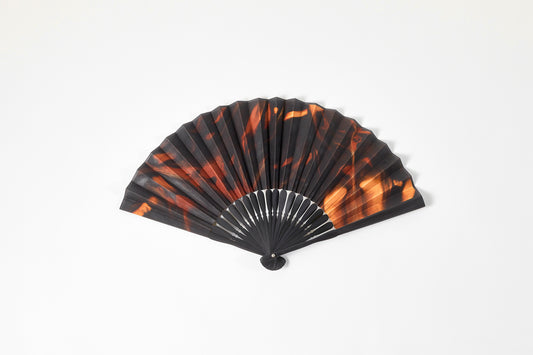Folding fan / Amami Oshima mud dye / Circle tie-dye / Cowhide