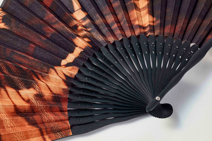 Folding fan / Amami Oshima mud dye / Circle tie-dye / Cowhide
