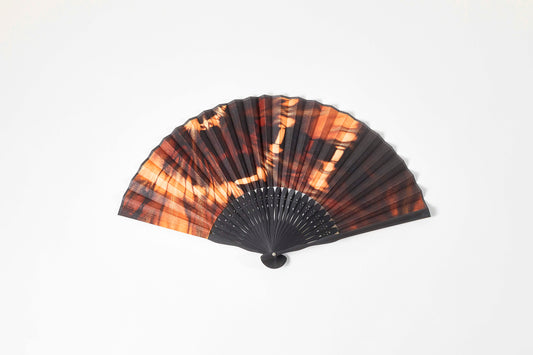 Folding fan / Amami Oshima mud dyeing / Circle tie-dyeing / Tokyo Pig Leather