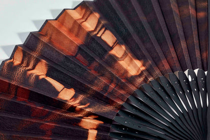 Folding fan / Amami Oshima mud dye / Circle tie-dye / Cowhide