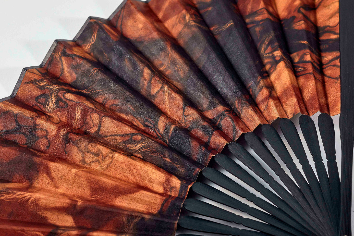 Folding fan / Amami Oshima mud dye / Spot dye / Cowhide