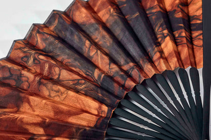 Folding fan / Amami Oshima mud dye / Spot dye / Cowhide